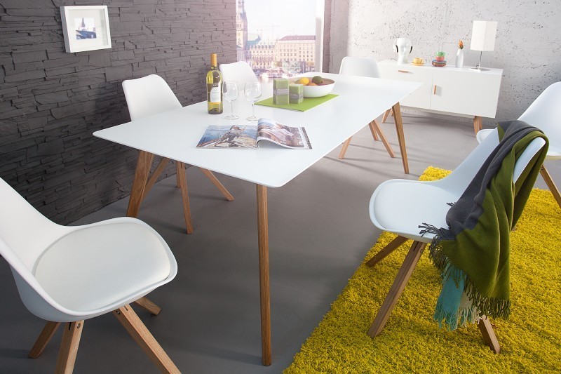 Table de salle à manger scandinave blanche 160 cm