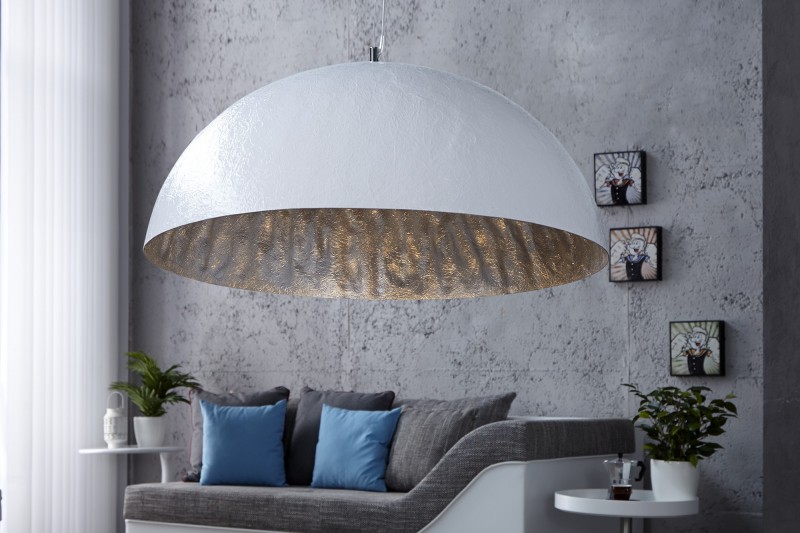 Lampe suspendue 70 cm design en fibre de verre blanc