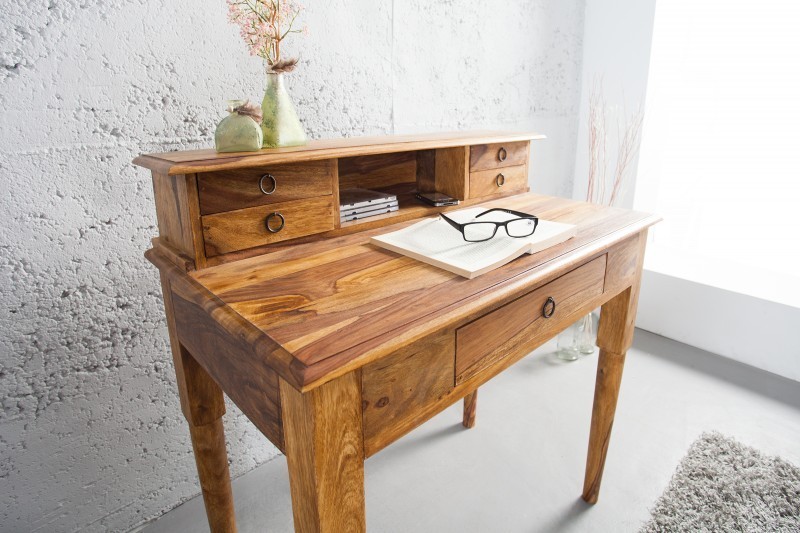 Bureau de 90 cm moderne avec rangement en bois massif