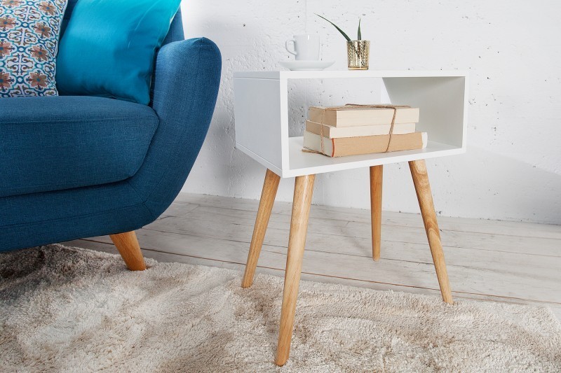 Table d'appoint blanche design scandinave