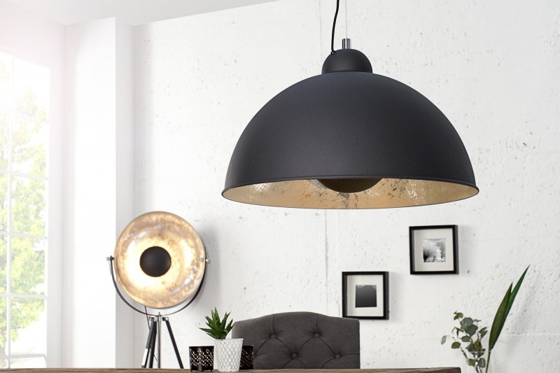 Lampe suspension design coloris noir et doré