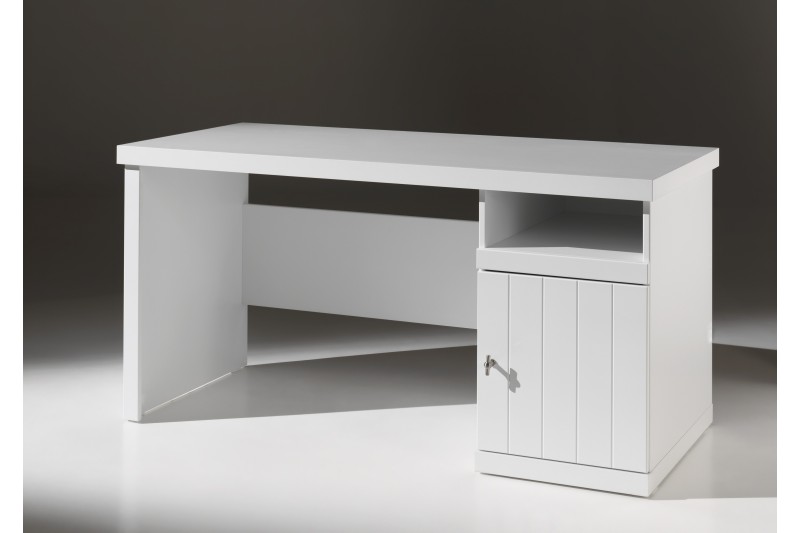 Bureau junior avec rangement 1 porte en bois blanc laqué