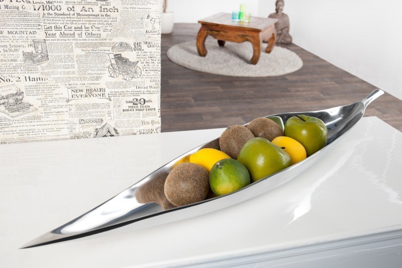 Bol de fruits décoratif en aluminium argenté