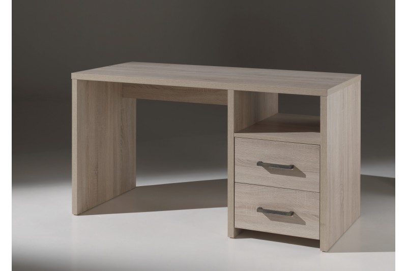 Bureau junior 140 cm avec 2 tiroirs teinté chêne