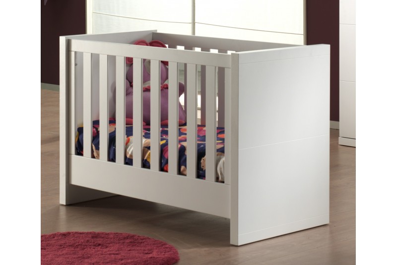 Lit bébé design coloris blanc laqué en bois MDF