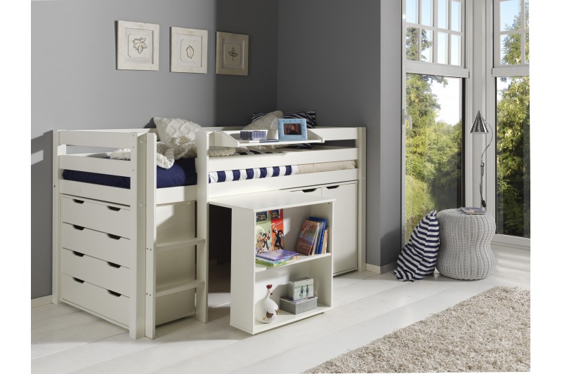 Lit combiné moderne pour enfant coloris blanc laqué