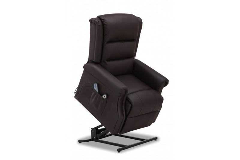 Fauteuil relax releveur en simili cuir coloris marron