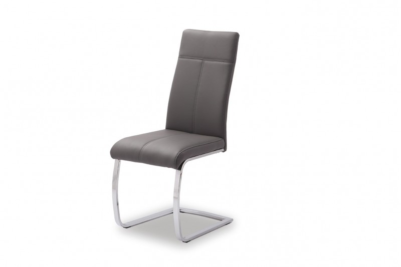 Chaise design en simili cuir gris