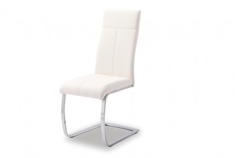 Chaise design en simili cuir blanc