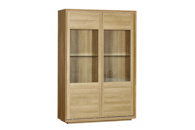 Vitrine moderne 2 portes coulissantes en bois