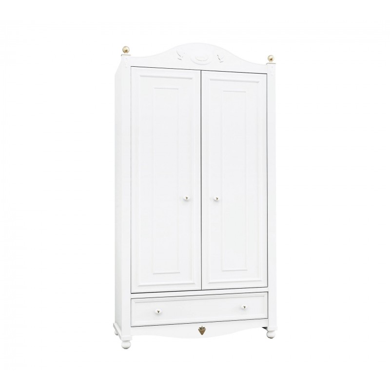 Armoire blanche 2 portes ouvrantes design rustique