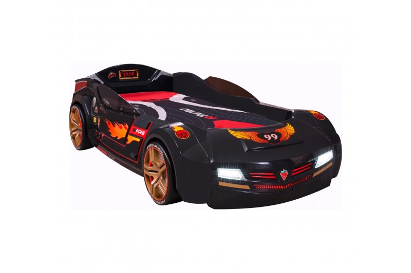 Lit voiture anthracite pour enfant avec LED