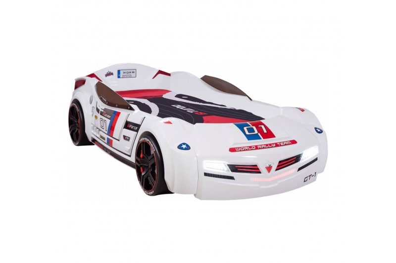 Lit voiture blanc design pour enfant avec LED