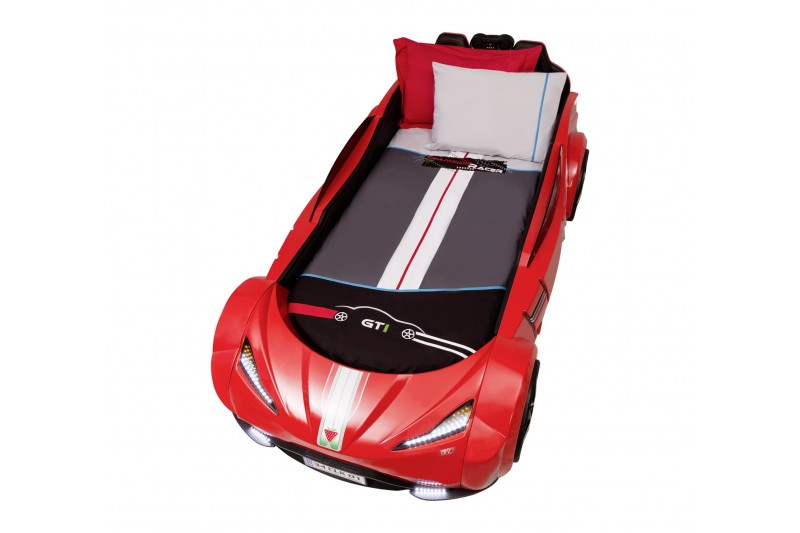 Lit voiture design rouge avec éclairage pour enfant