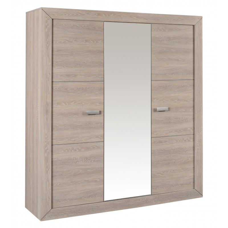 Armoire design avec miroir coloris chêne gris