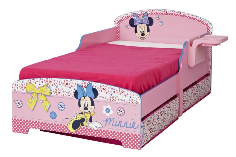 Lit pour fille design Minnie Avec tiroirs et rangement