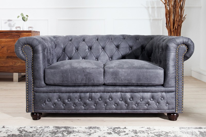 Canapé Chesterfield en microfibre gris