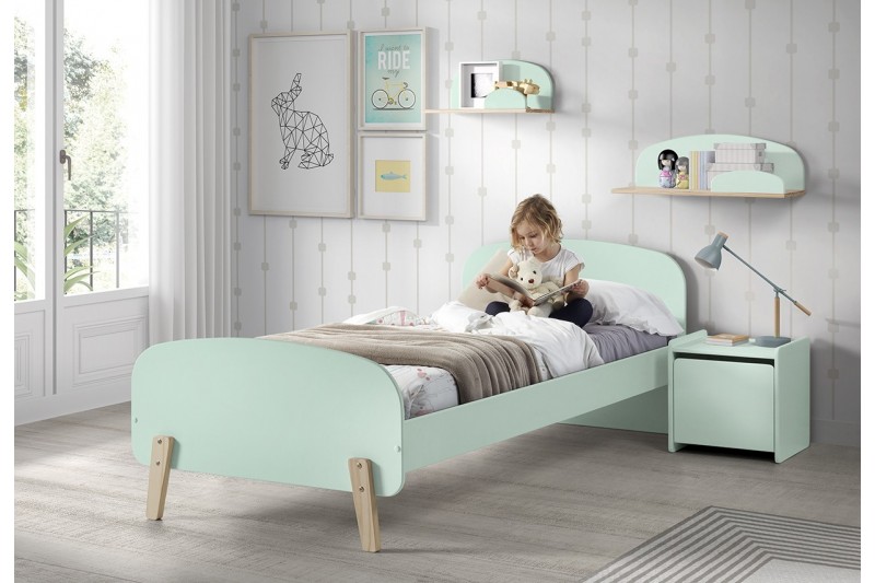 Lit d'enfant scandinave 90x200 cm coloris vert menthe