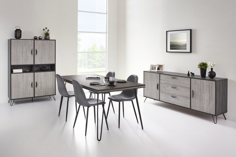 Salle à manger complète design scandinave teinté gris