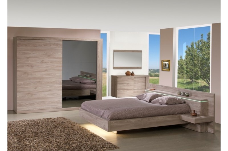 Chambre à coucher contemporain pour adulte couleur chêne