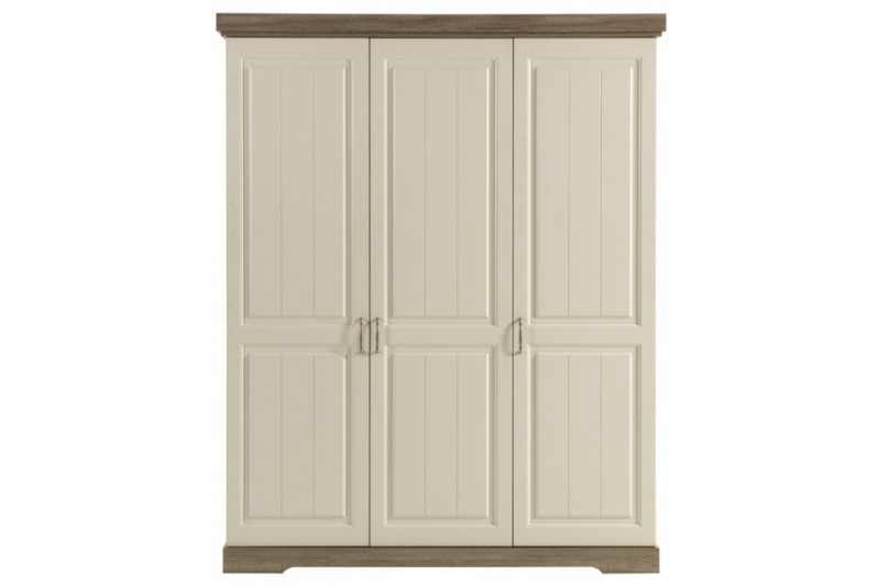 Armoire design rustique de couleur blanche et beige à 3 portes