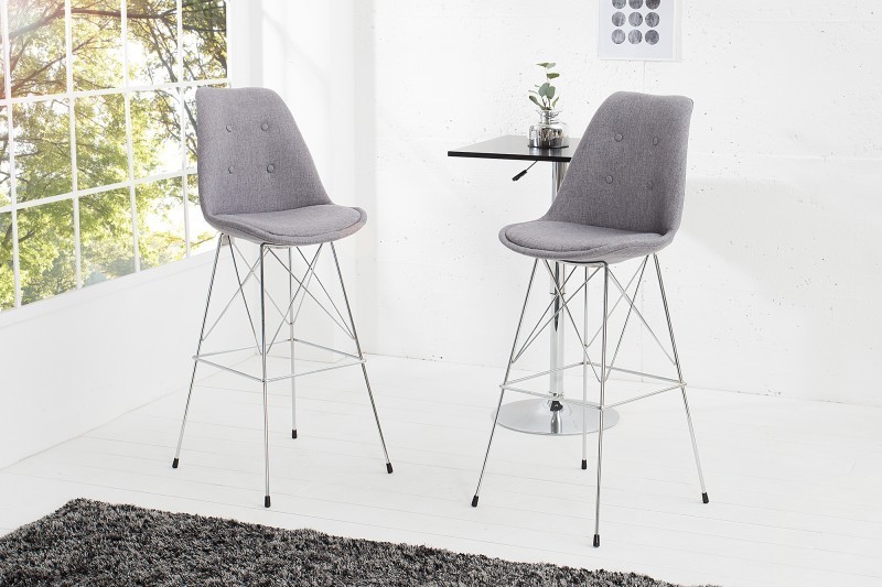 Lot de 4 tabourets de bar design scandinave coloris gris en tissu