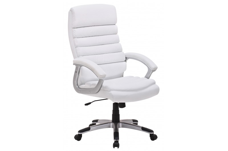 Fauteuil de bureau coloris blanc en simili cuir avec hauteur réglable