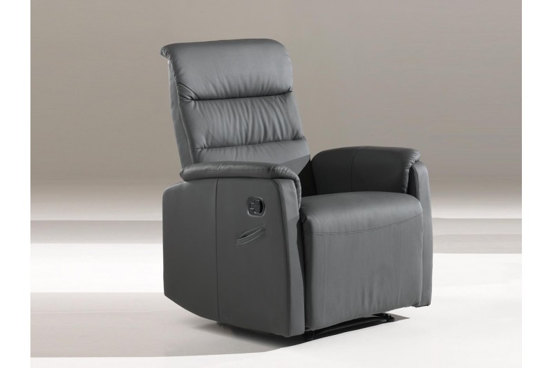 Fauteuil relax moderne revêtu en simili cuir coloris gris