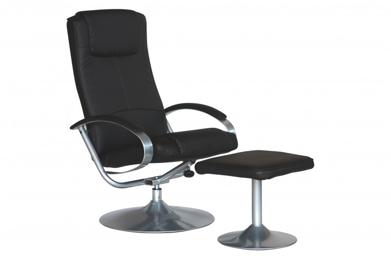 Fauteuil relax moderne en simili cuir coloris noir