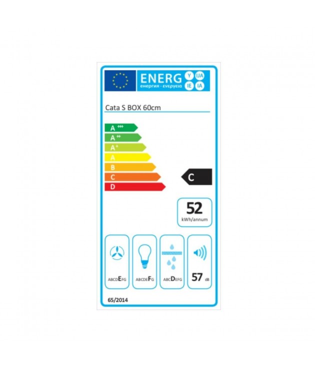 Hotte standard Cata S-BOX 1301 60 cm 220 m3/h 57 dB 100W Acier inoxyda