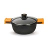 Casserole with glass lid BRA A270328 5,7 L (Ø 28 cm) Black Metal Alumi