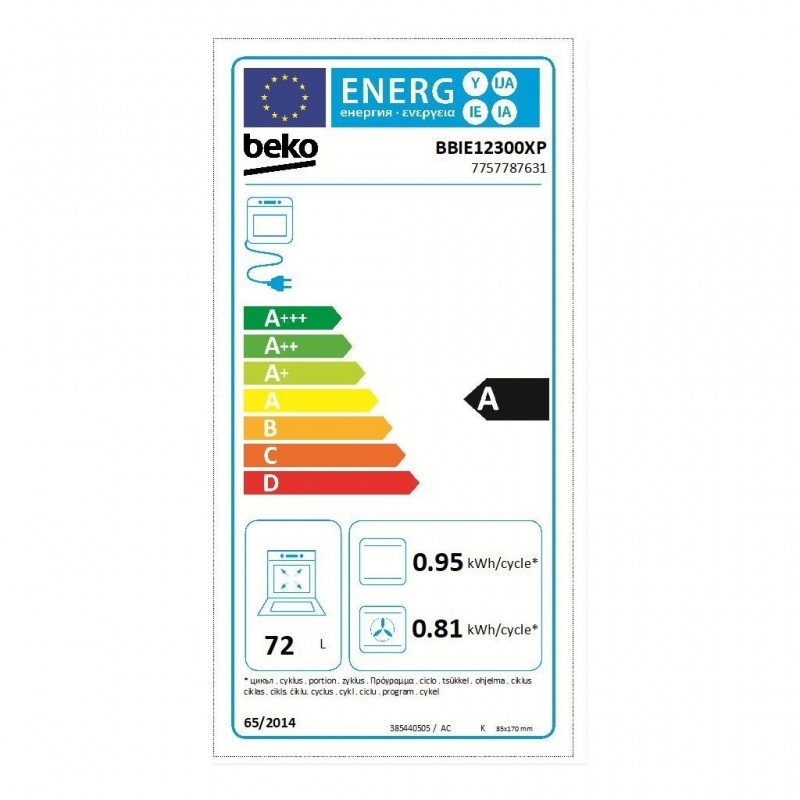 Pyrolytic Oven BEKO BBIE12300XP 72 L
