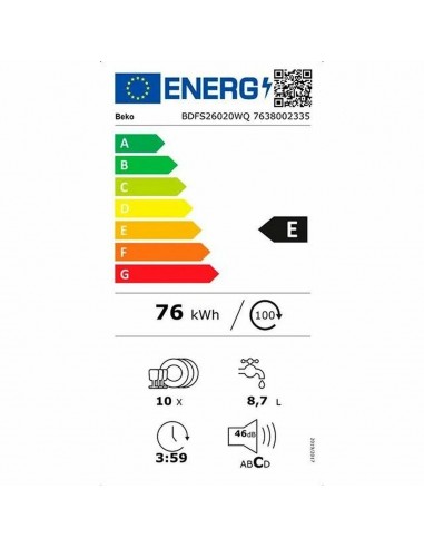 Lave-vaisselle BEKO BDFS26020WQ 45 cm