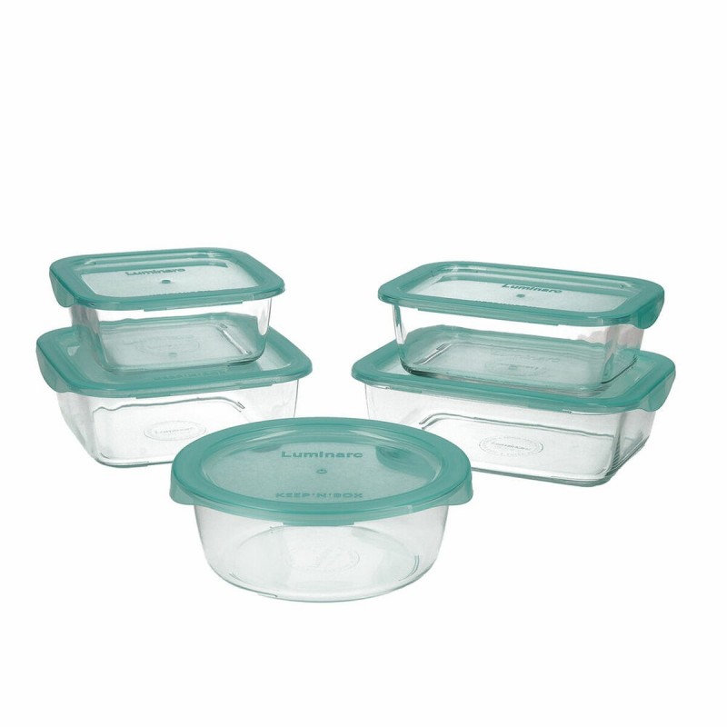 Ensemble de Boîtes à Lunch Luminarc Keep'n Lagon Verre Bicolore (5 pcs