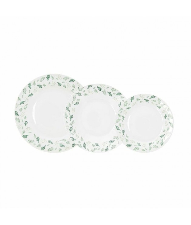 Tableware Quid Hiedra Porcelain White Green (18 Pieces)