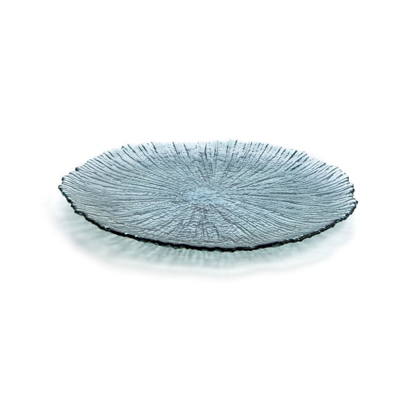 Flat plate Quid Mar de Viento Turquoise Glass (Ø 32 cm) (Pack 6x)