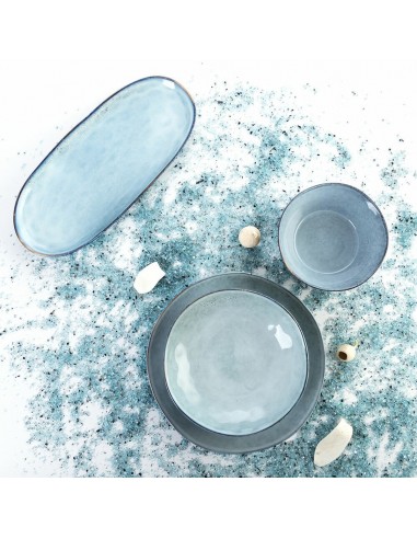 Serving Platter Quid Boreal Ceramic Blue (36 x 16 cm) (Pack 2x)