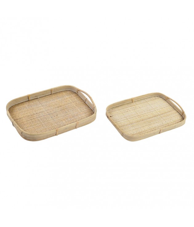 Set of trays DKD Home Decor Brown Rattan (51.5 x 36 x 7.5 cm) (44.5 x 