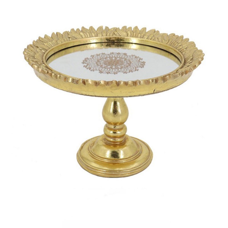 Tray DKD Home Decor Mirror Golden Resin (23.5 x 23.5 x 16.2 cm)