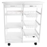 Vegetable trolley DKD Home Decor Metal White Pinewood With wheels MDF 