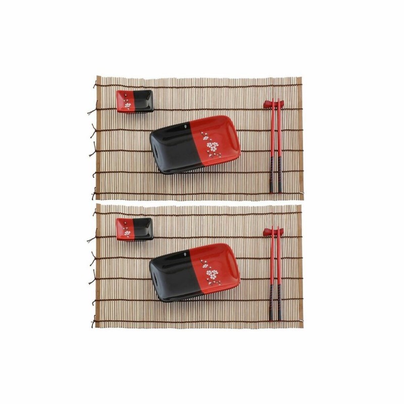 Sushi Set DKD Home Decor Ceramic Bamboo (12 pcs) (31 x 27 x 2,5 cm)