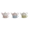 Teapot DKD Home Decor Blue Pink Green Flowers Dolomite (18 x 13 x 15 c