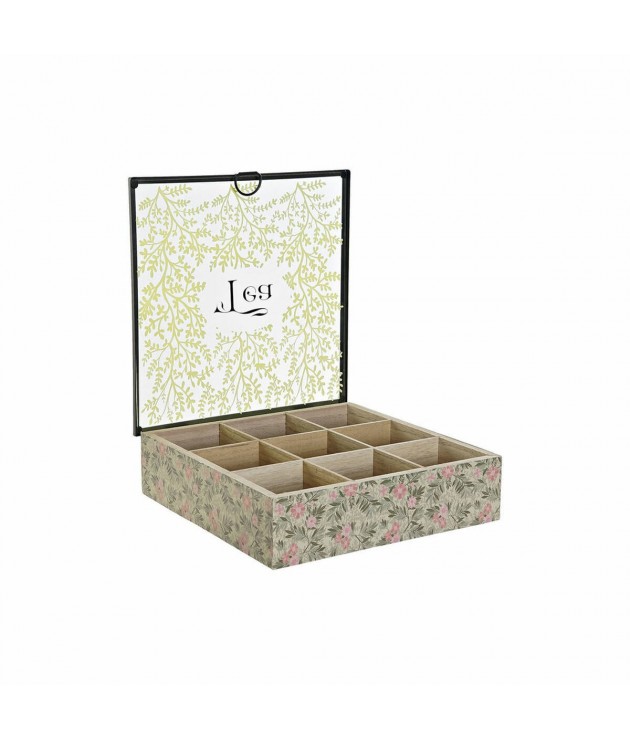 Box for Infusions DKD Home Decor Metal Crystal Flowers MDF Wood (3 pcs