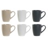 Jeu de 6 tasses DKD Home Decor Blanc Beige Bois d'hévéa Grès Naturel G