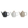 Teapot DKD Home Decor S3026065 Natural Beige Rubber wood White Dark gr