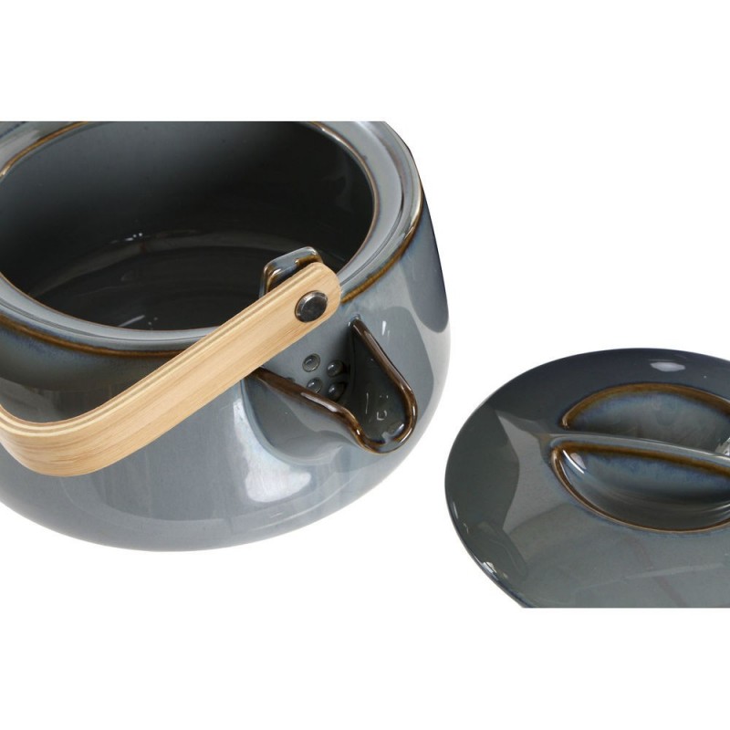 Théière DKD Home Decor S3027094 Porcelaine Gris Bambou (21 x 17 x 10 c