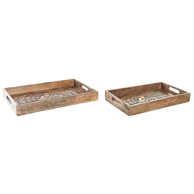 Set of trays DKD Home Decor 2 Units Brown Dark brown Mango wood (43 x 