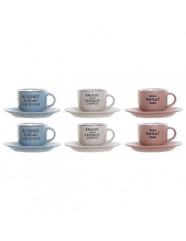 Piece Coffee Cup Set DKD Home Decor Multicolour Stoneware (200 ml) (3 