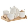 Piece Coffee Cup Set DKD Home Decor Natural Porcelain White Bamboo