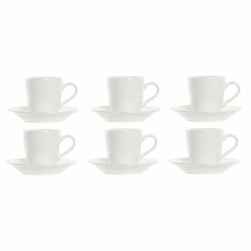 Piece Coffee Cup Set DKD Home Decor White Stoneware (90 ml)